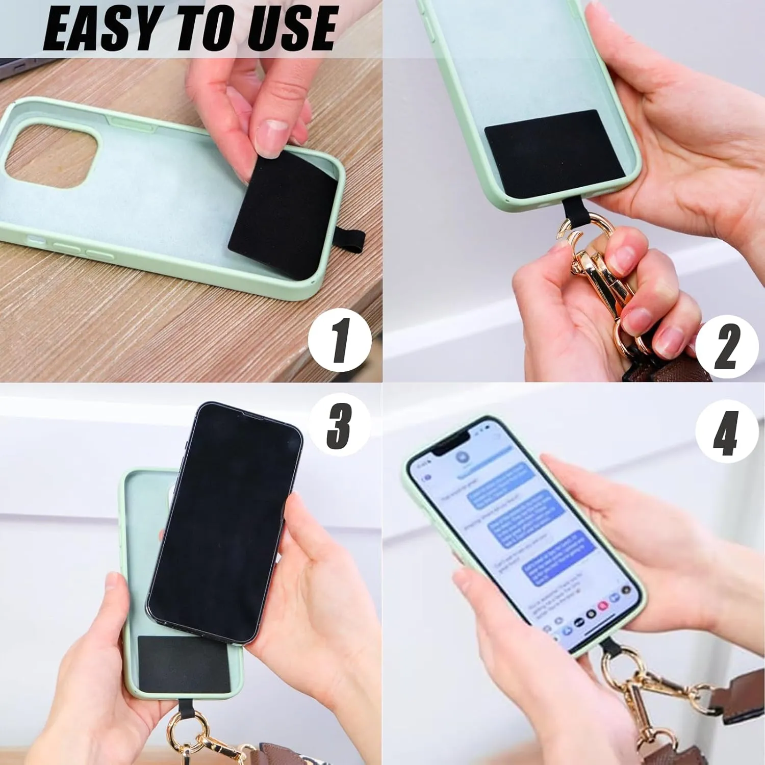 2025 New Phone Strap with Zippered Pouch,Clip and Go Strap for Phone with Wallet Crossbody,Travel Bag with Adjustable Straps for Casual (B-1P)