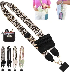 2025 New Phone Strap with Zippered Pouch,Clip and Go Strap for Phone with Wallet Crossbody,Travel Bag with Adjustable Straps for Casual (B-1P)
