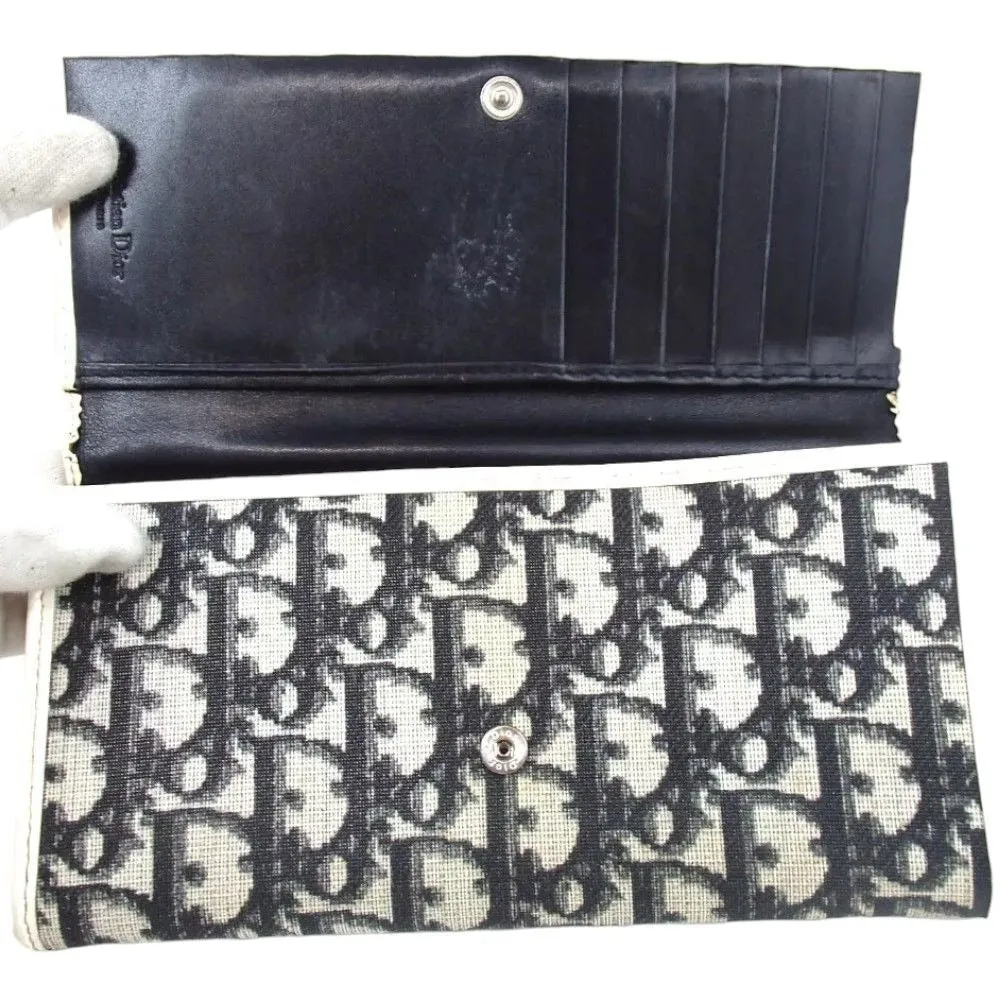 821133AM (V1) Christian Dior Wallet Long Trotter Flap Black PVC
