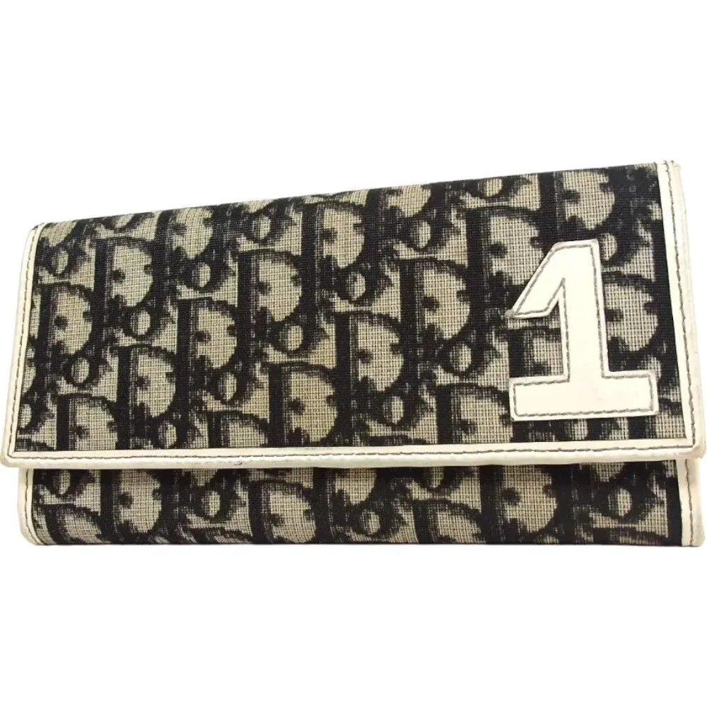 821133AM (V1) Christian Dior Wallet Long Trotter Flap Black PVC