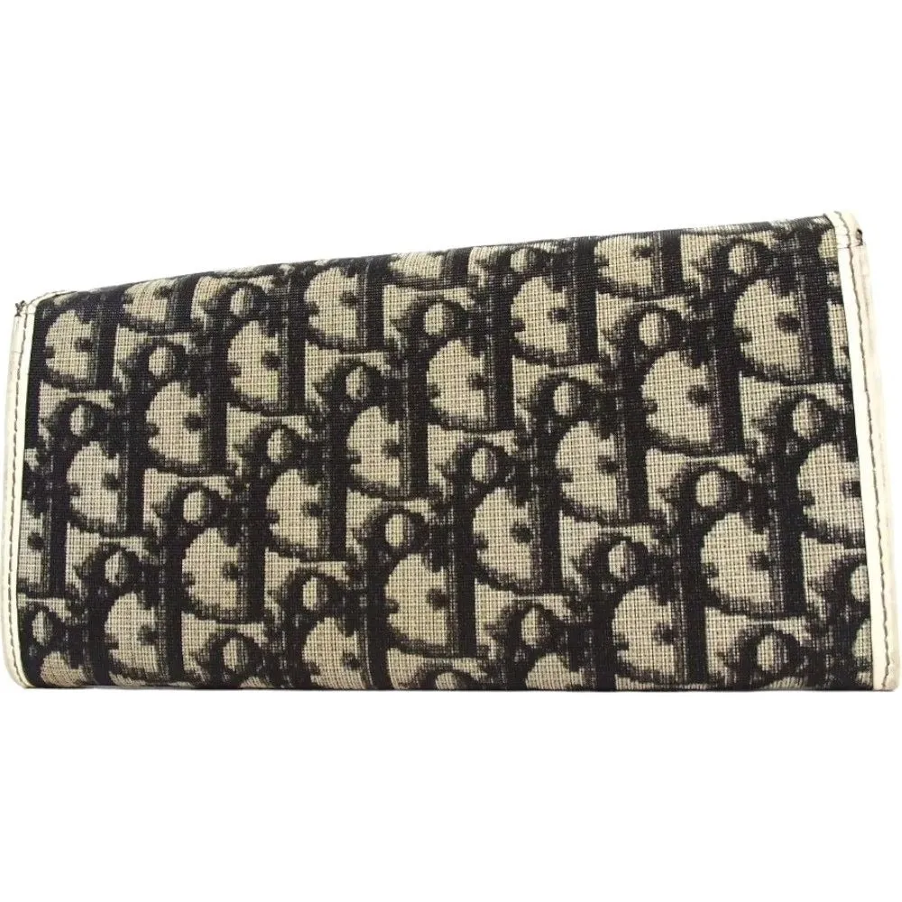 821133AM (V1) Christian Dior Wallet Long Trotter Flap Black PVC