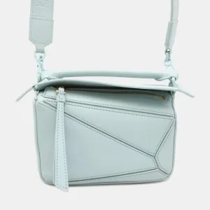 Aquamarine Calf Leather Puzzle bag Shoulder Bag Size Mini