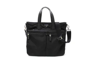 Authentic Prada Black Re-Nylon Pocket Tote Shoulder Bag