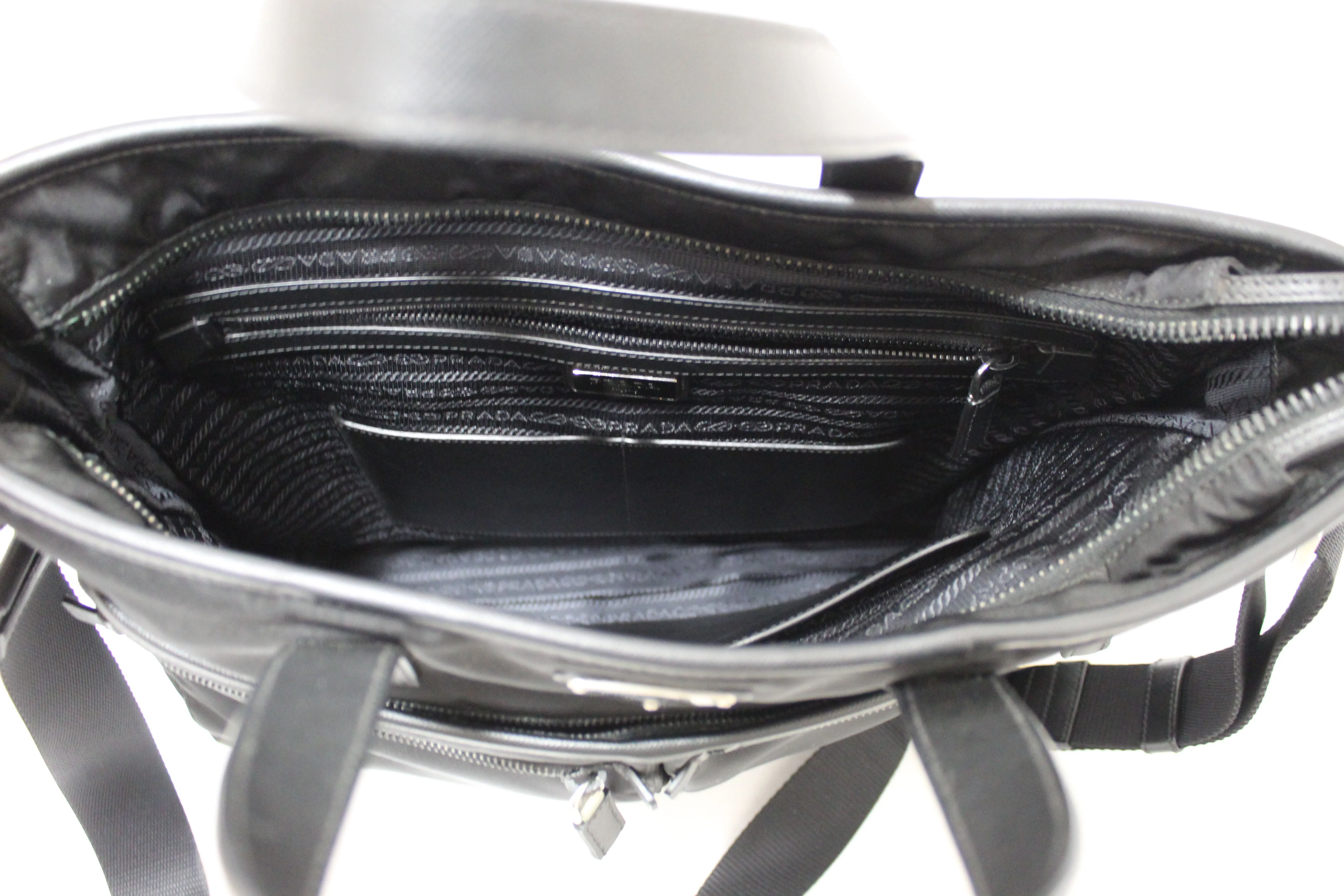 Authentic Prada Black Re-Nylon Pocket Tote Shoulder Bag