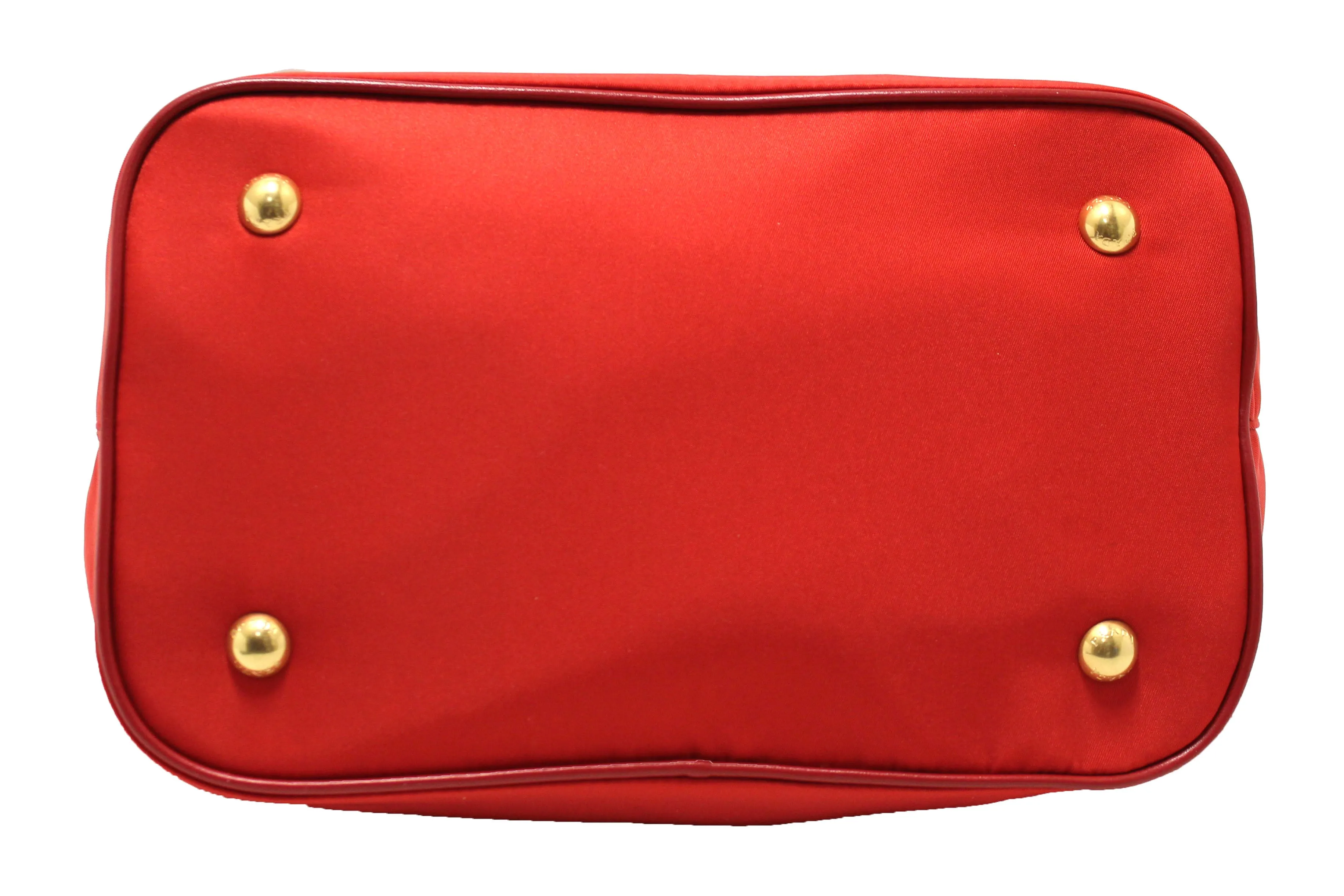 Authentic Prada Red Nylon Tessuto Tote Bag with Strap