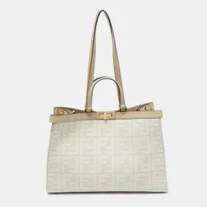 Beige Zucca Canvas and Leather Medium FF Peekaboo X Tote
