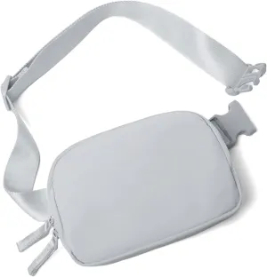 Belt Bag for Women Two-Way Zipper Fanny Pack Crossbody Bags for Women Fashion Waist Packs Cross Body Fanny Pack with Adjustable Strap Gifts for Teen Girls (Light Grey)