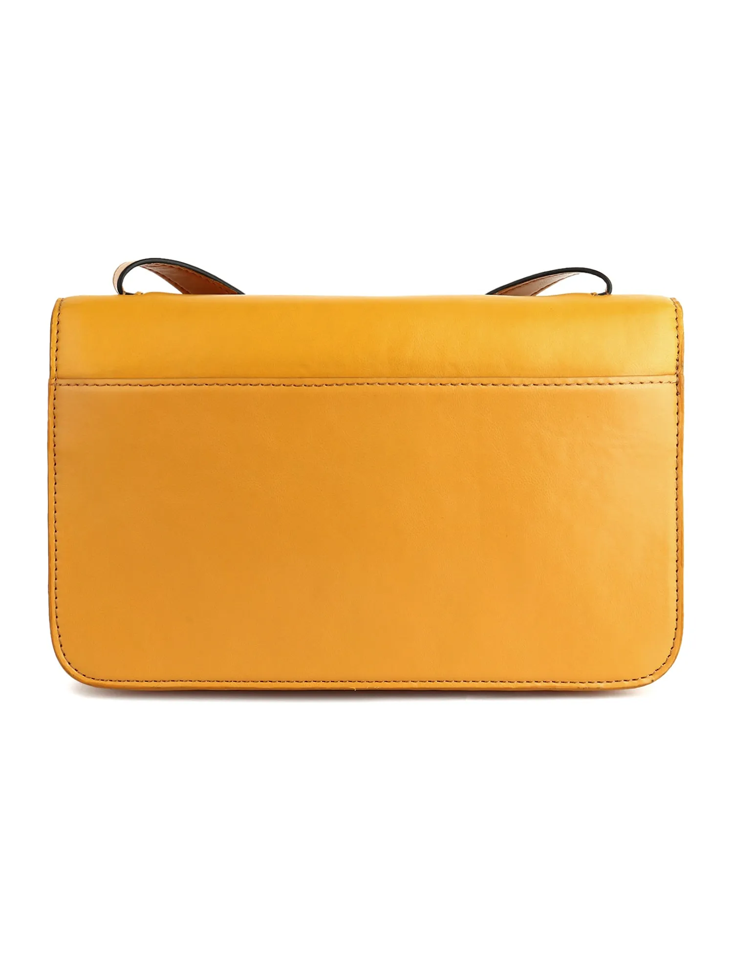 Berrylush Women Solid Yellow PU One-Handle Push Lock Embellished Shoulder/Sling Bag