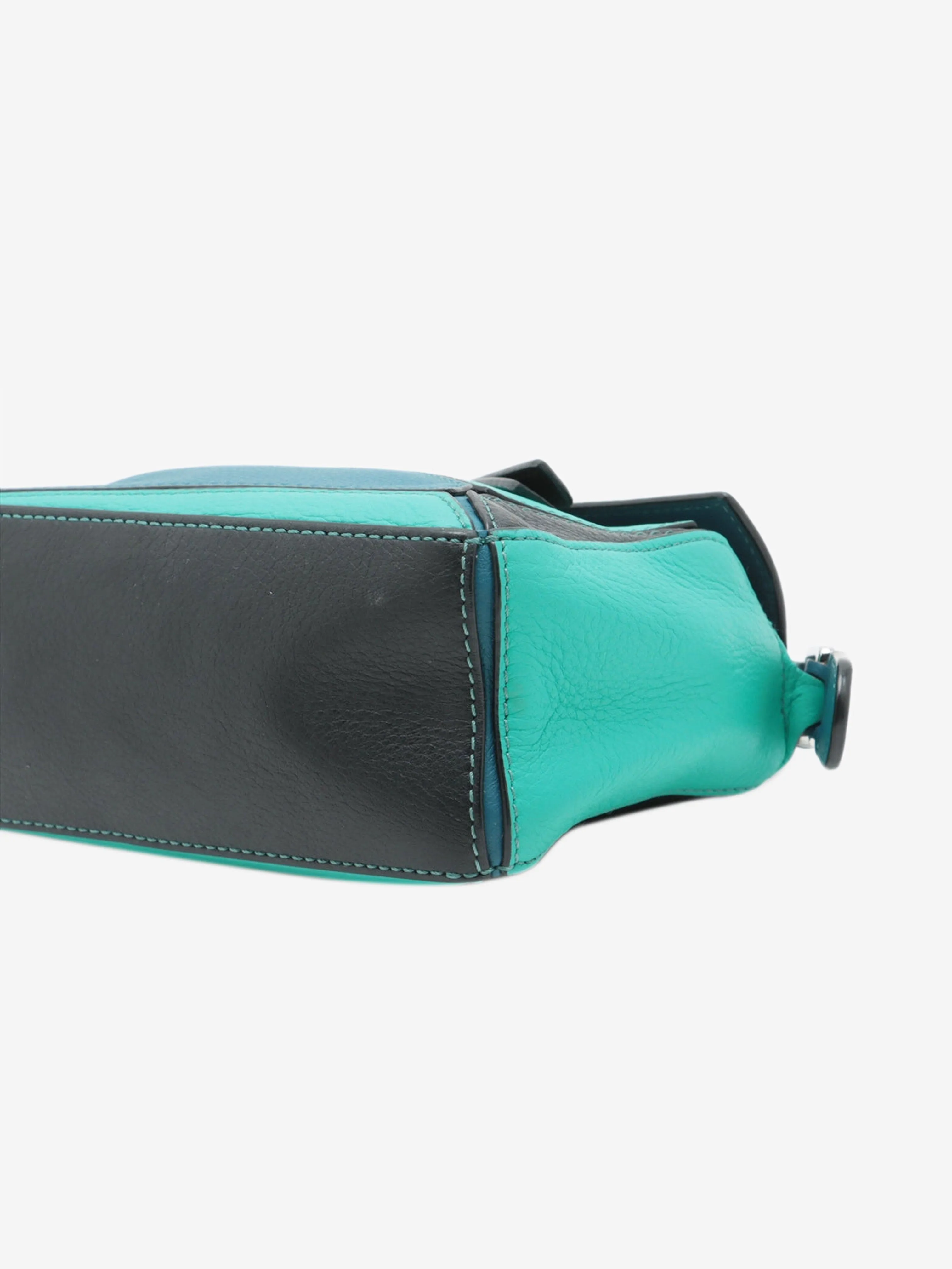 Blue and turquoise tricolour mini Puzzle bag