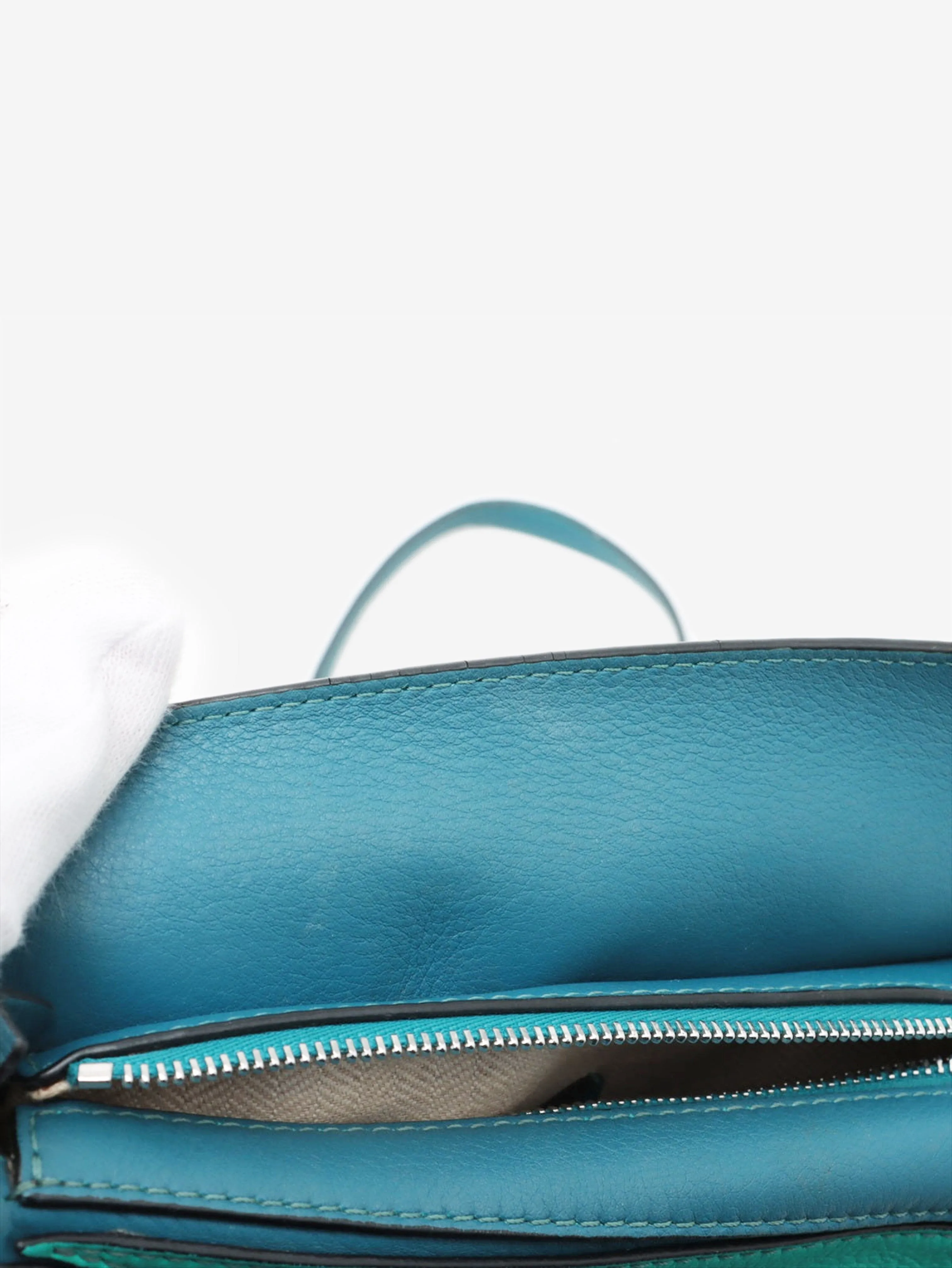 Blue and turquoise tricolour mini Puzzle bag