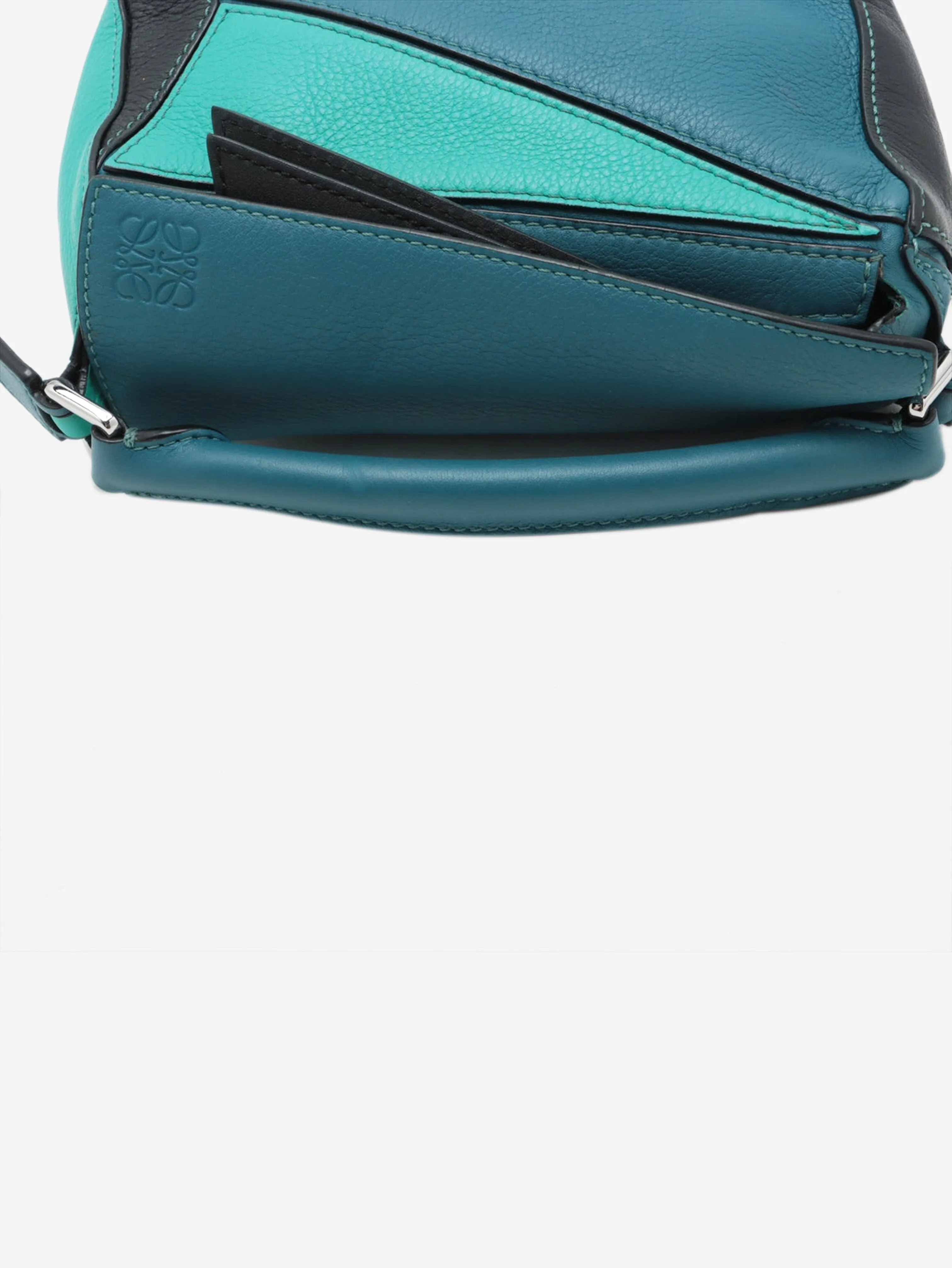 Blue and turquoise tricolour mini Puzzle bag