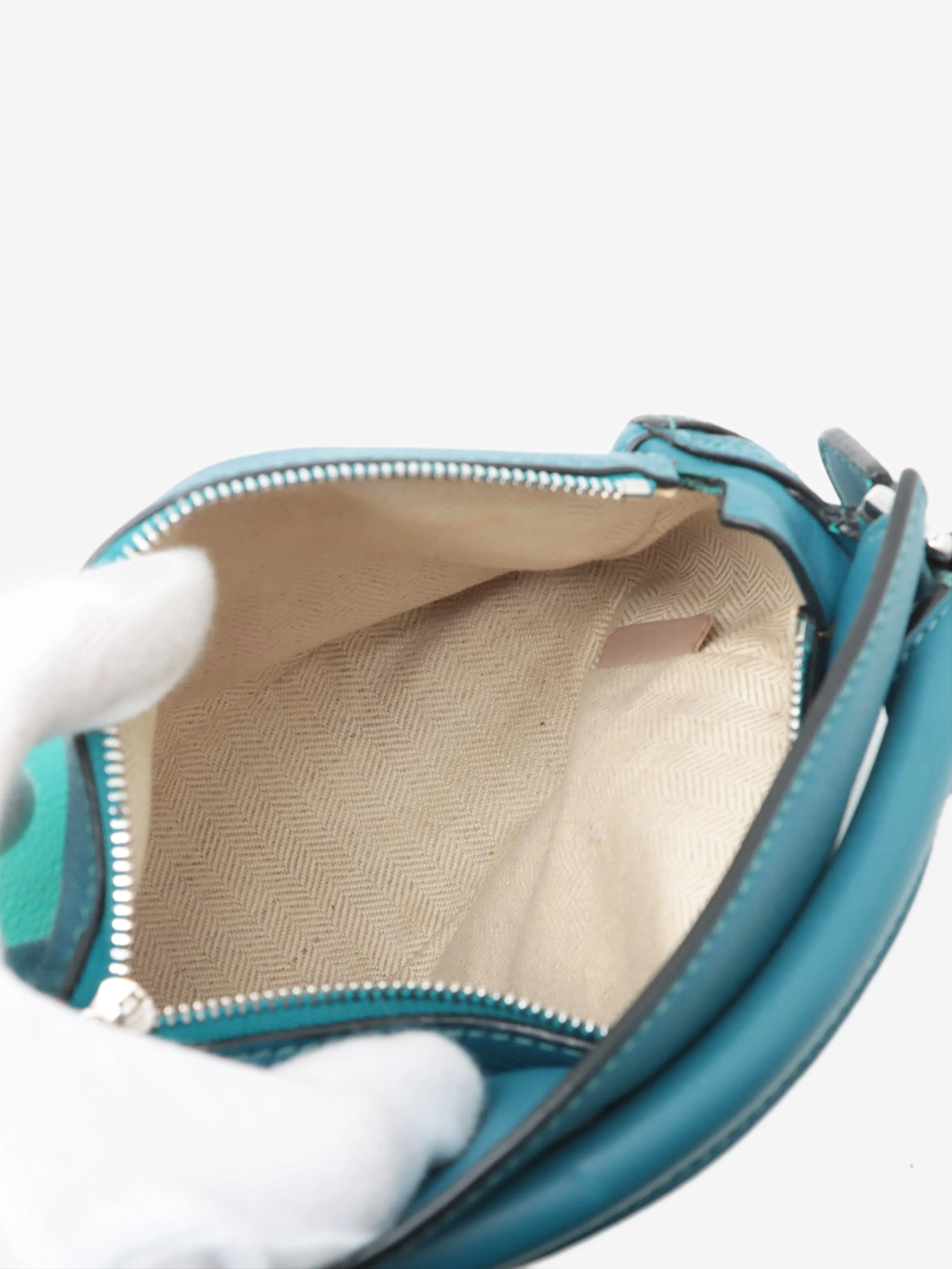 Blue and turquoise tricolour mini Puzzle bag