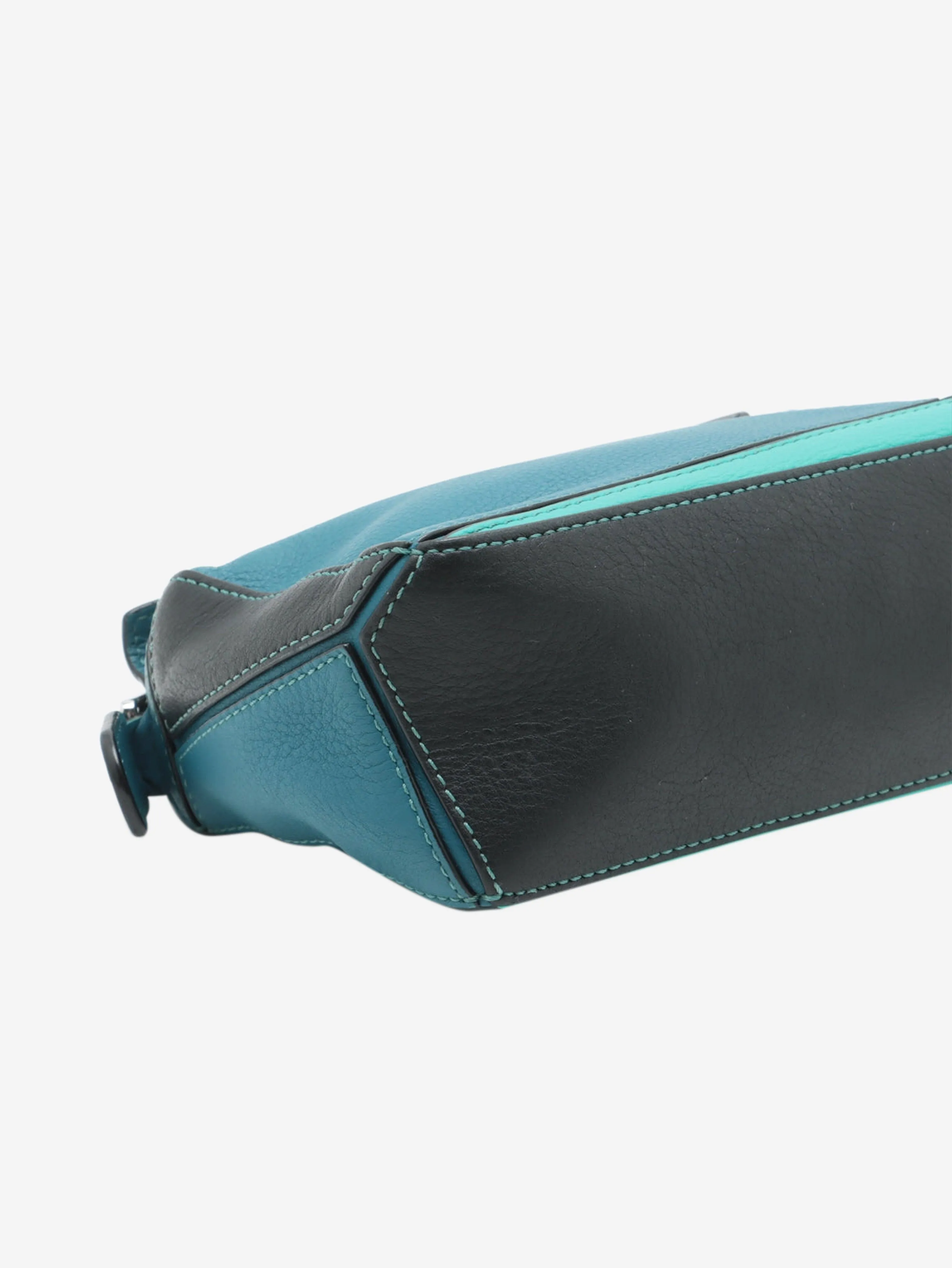 Blue and turquoise tricolour mini Puzzle bag