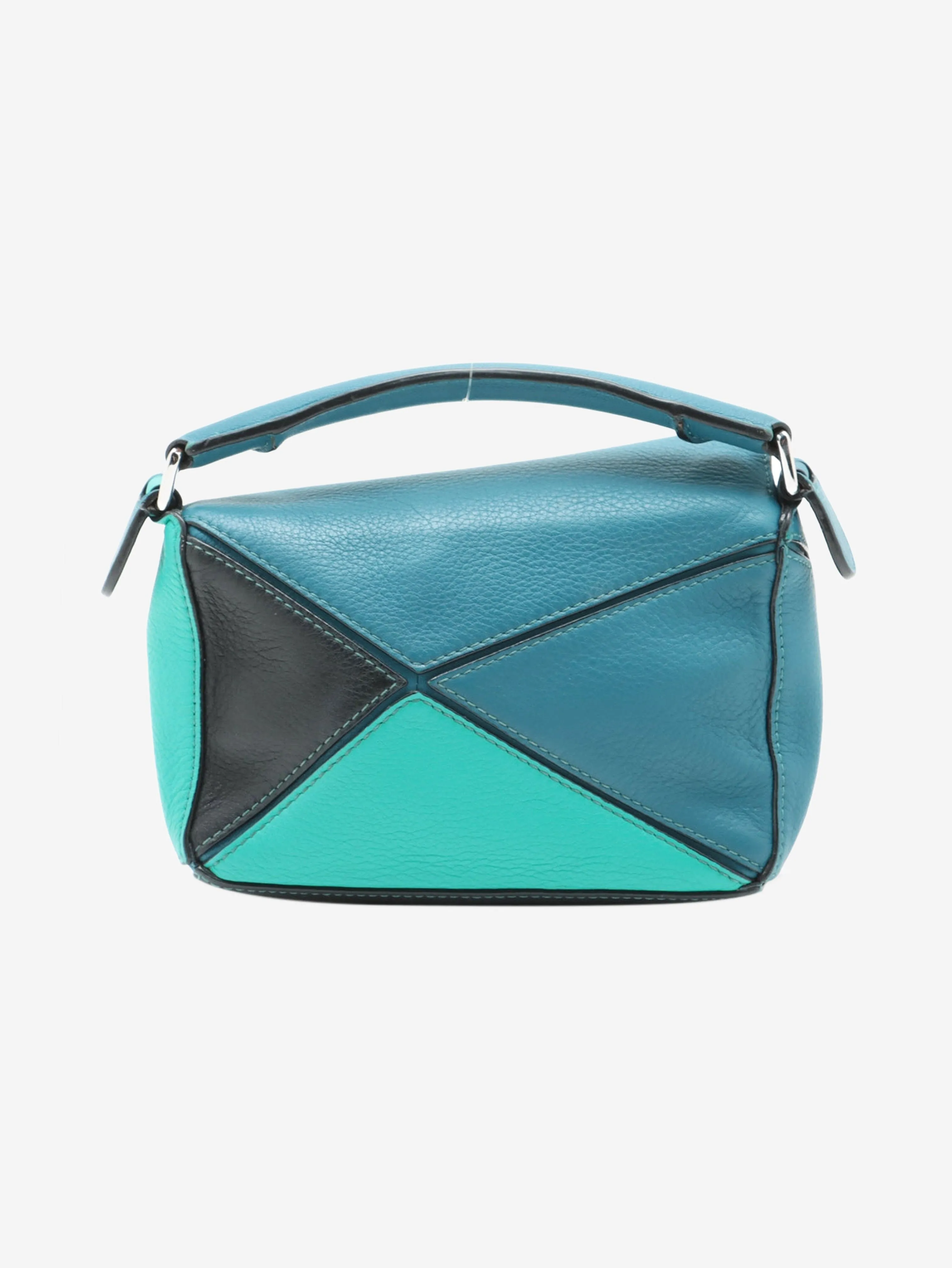 Blue and turquoise tricolour mini Puzzle bag
