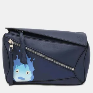 Blue Leather Ghibli Puzzle Shoulder Bag