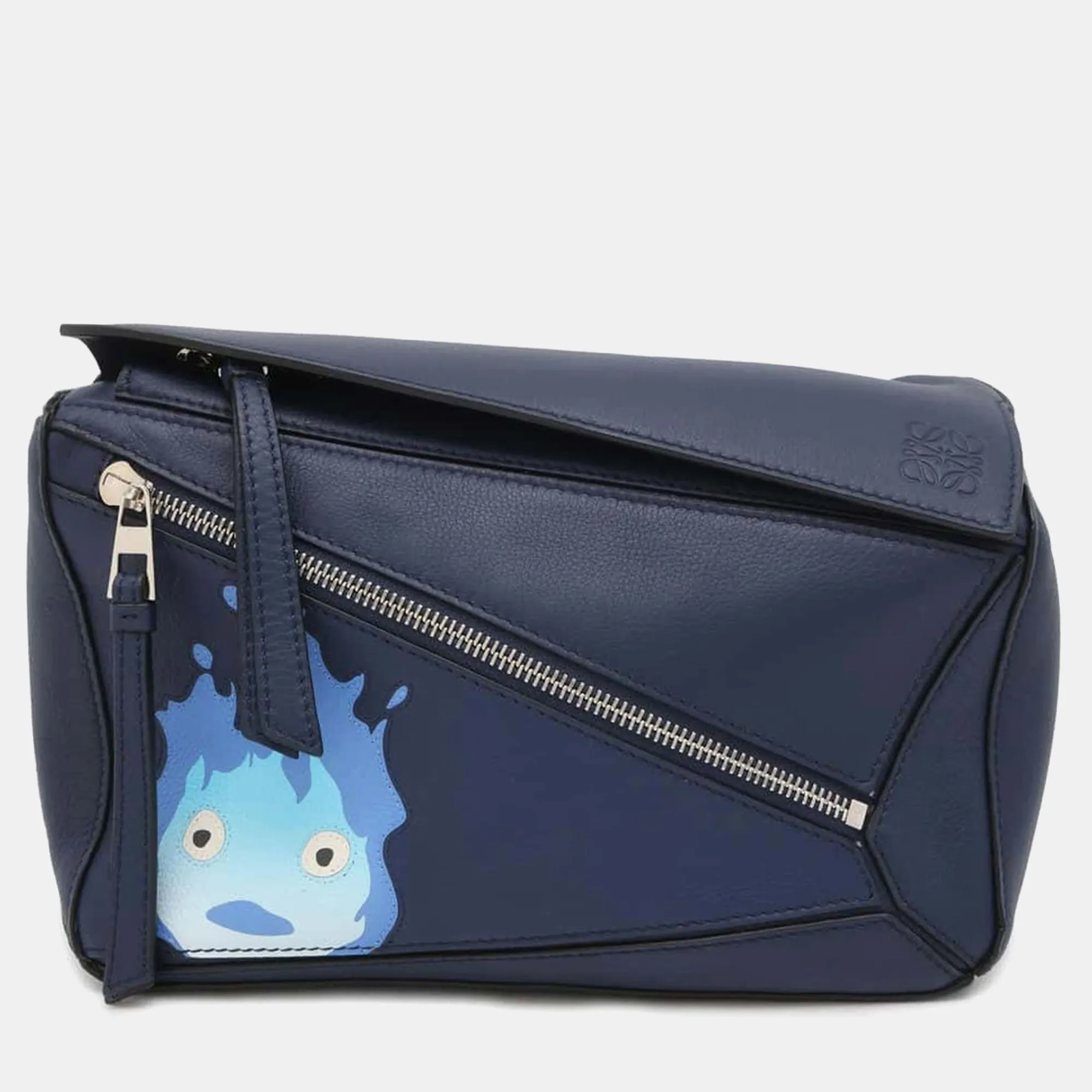 Blue Leather Ghibli Puzzle Shoulder Bag