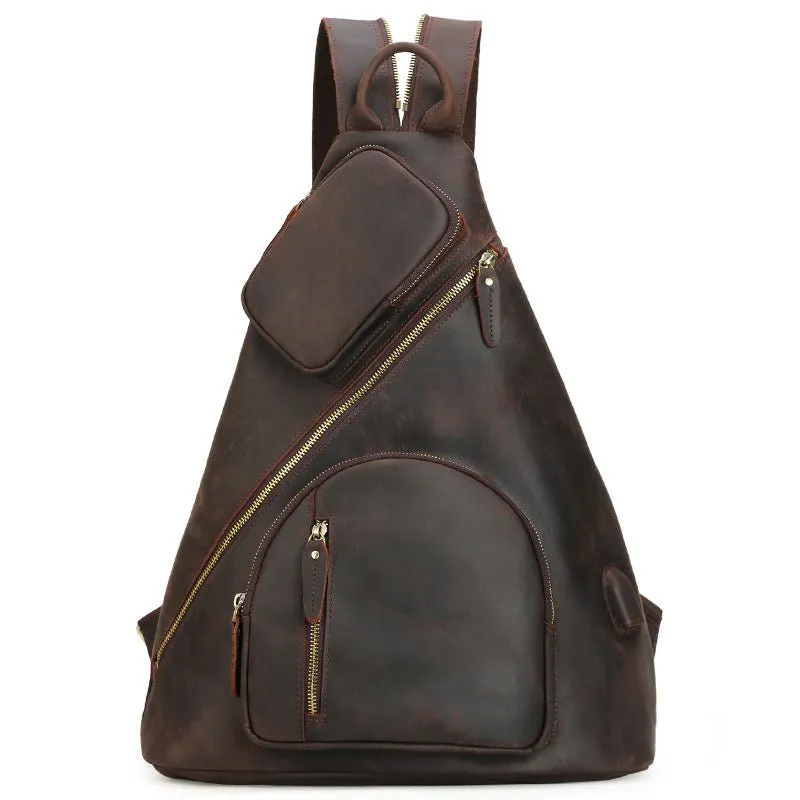 Casual Outdoor Sling Bag Backpack with USB Charging Port