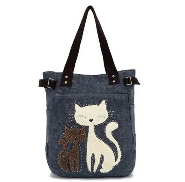 Cat Canvas Shoulder Bag