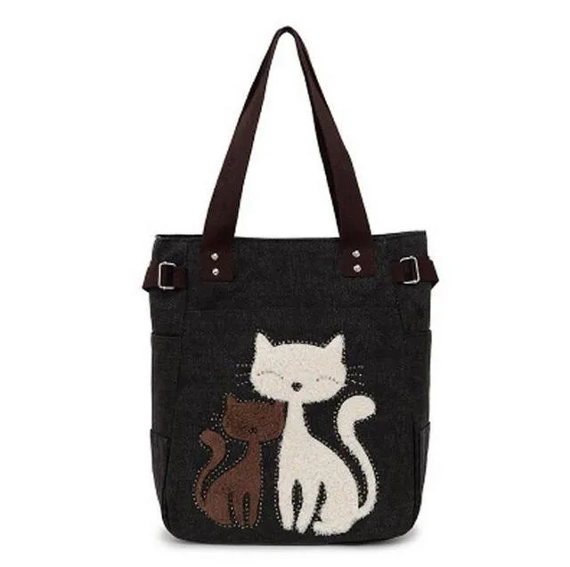Cat Canvas Shoulder Bag