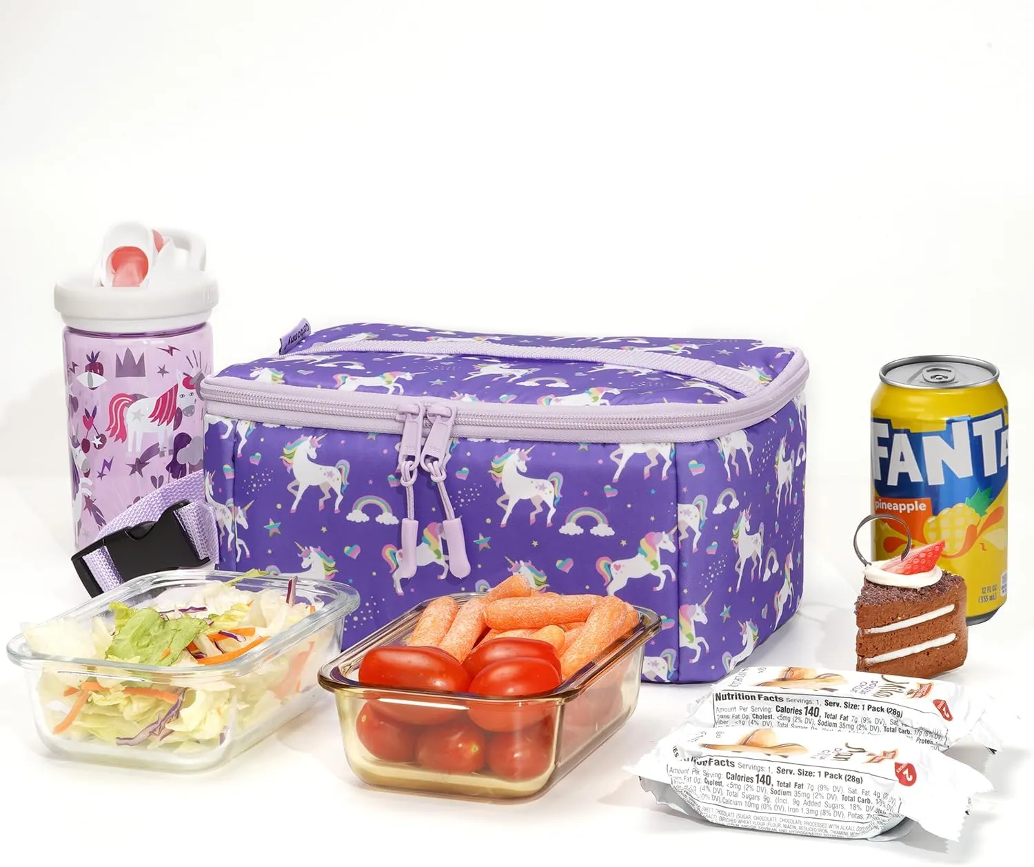 Cerbonny Mini Lunch Box - Insulated Cooler with Buckle Handle for Kids/Adults, Purple Unicorn