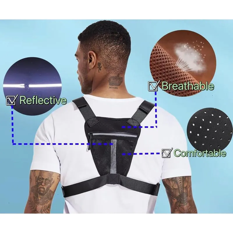 Chest Bag for Men and Women Water Resistant Running Vest Tactical Chest Bag Pack for Sports Outdoor (Black)