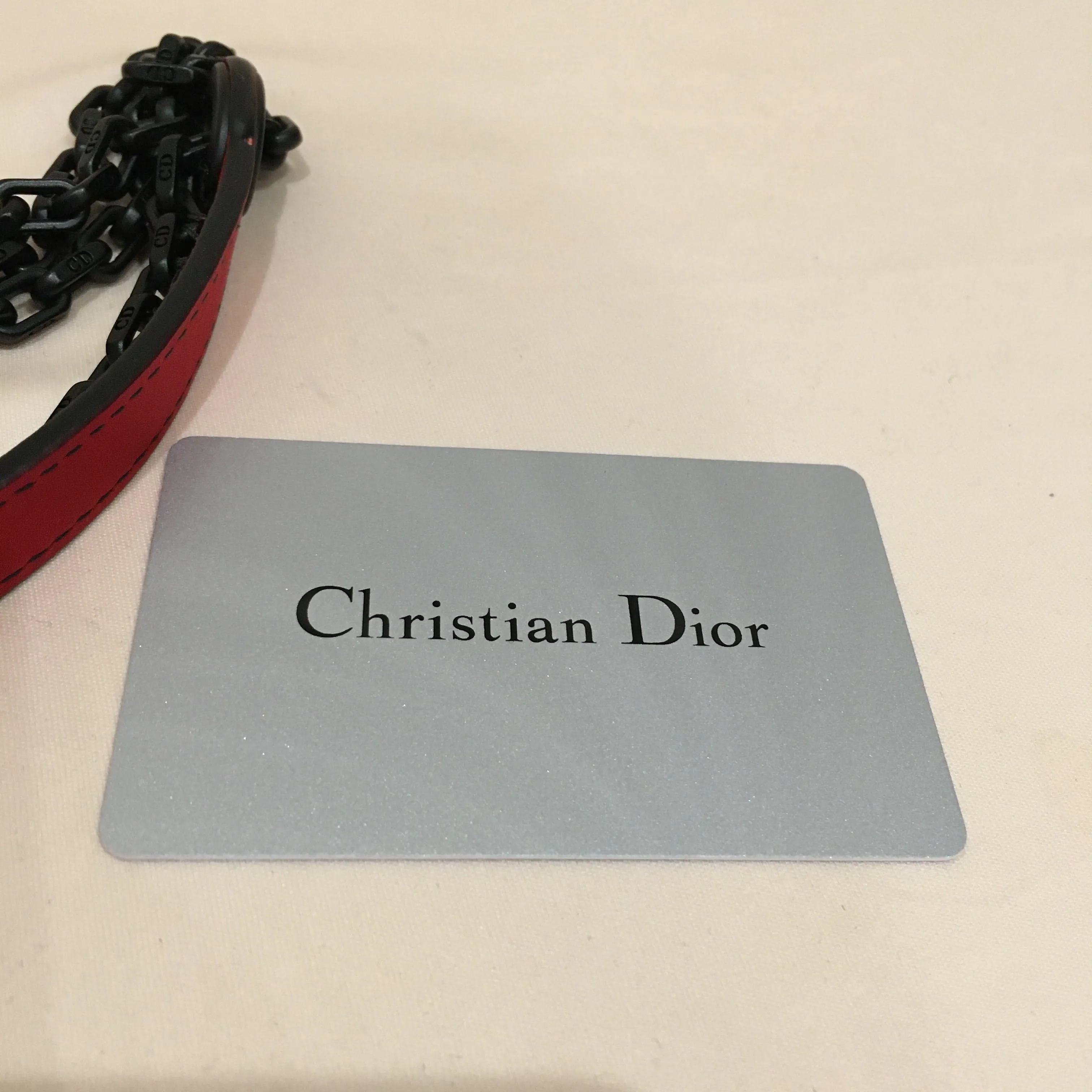 CHRISTIAN DIOR Dior Red Leather Stud Mini Black Hardware Lady Dior Shoulder Bag Sku# 75889