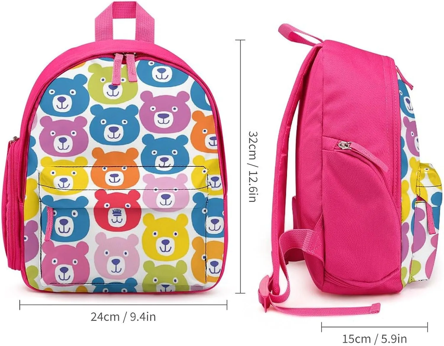 Colorful Bears Pattern Cute Backpack Daily Casual Daypack Travel Mini Bag with Adjustable Strap Pink-style-40