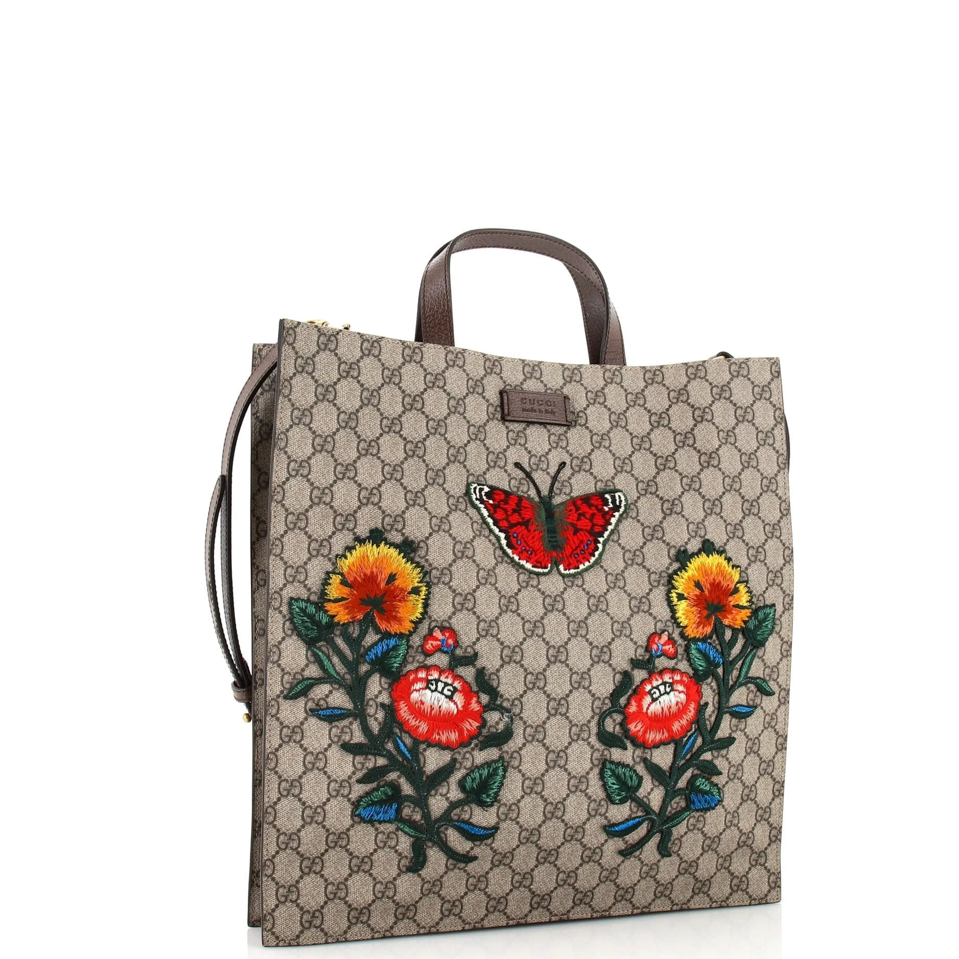 Convertible Soft Open Tote Embroidered GG Coated Canvas Tall