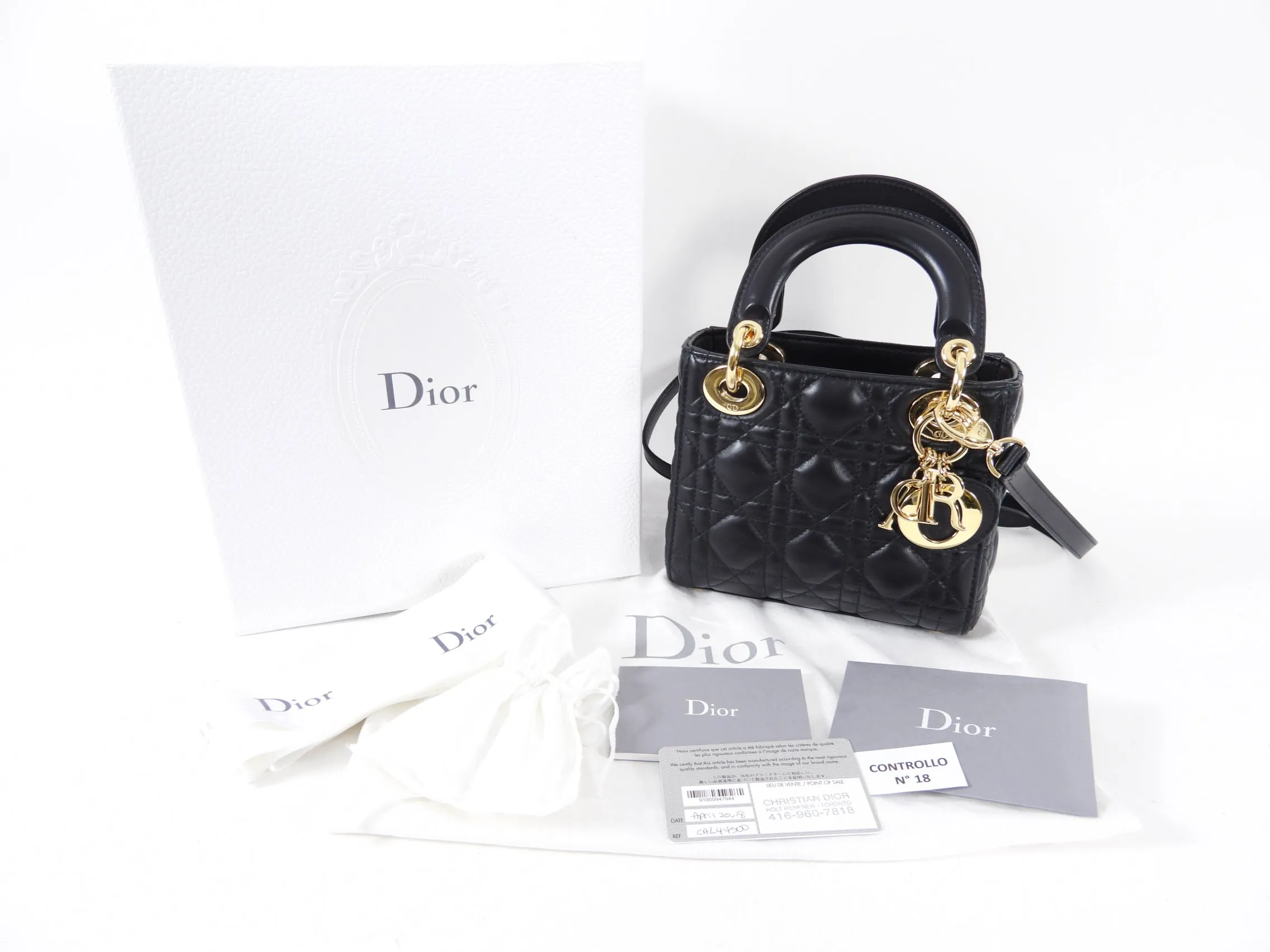 Dior Lady Dior Black Lambskin Mini Cannage Bag