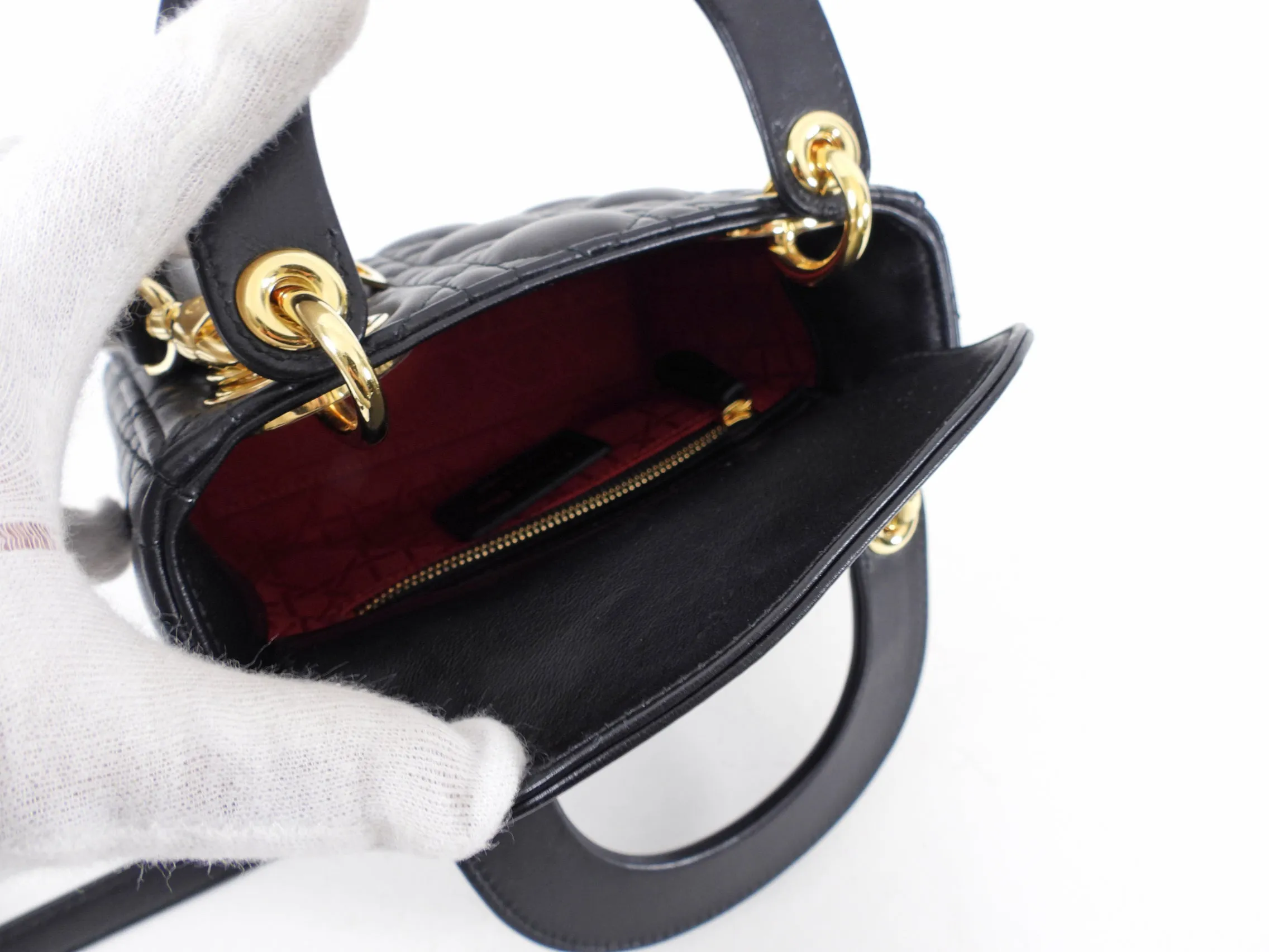 Dior Lady Dior Black Lambskin Mini Cannage Bag