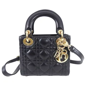 Dior Lady Dior Black Lambskin Mini Cannage Bag