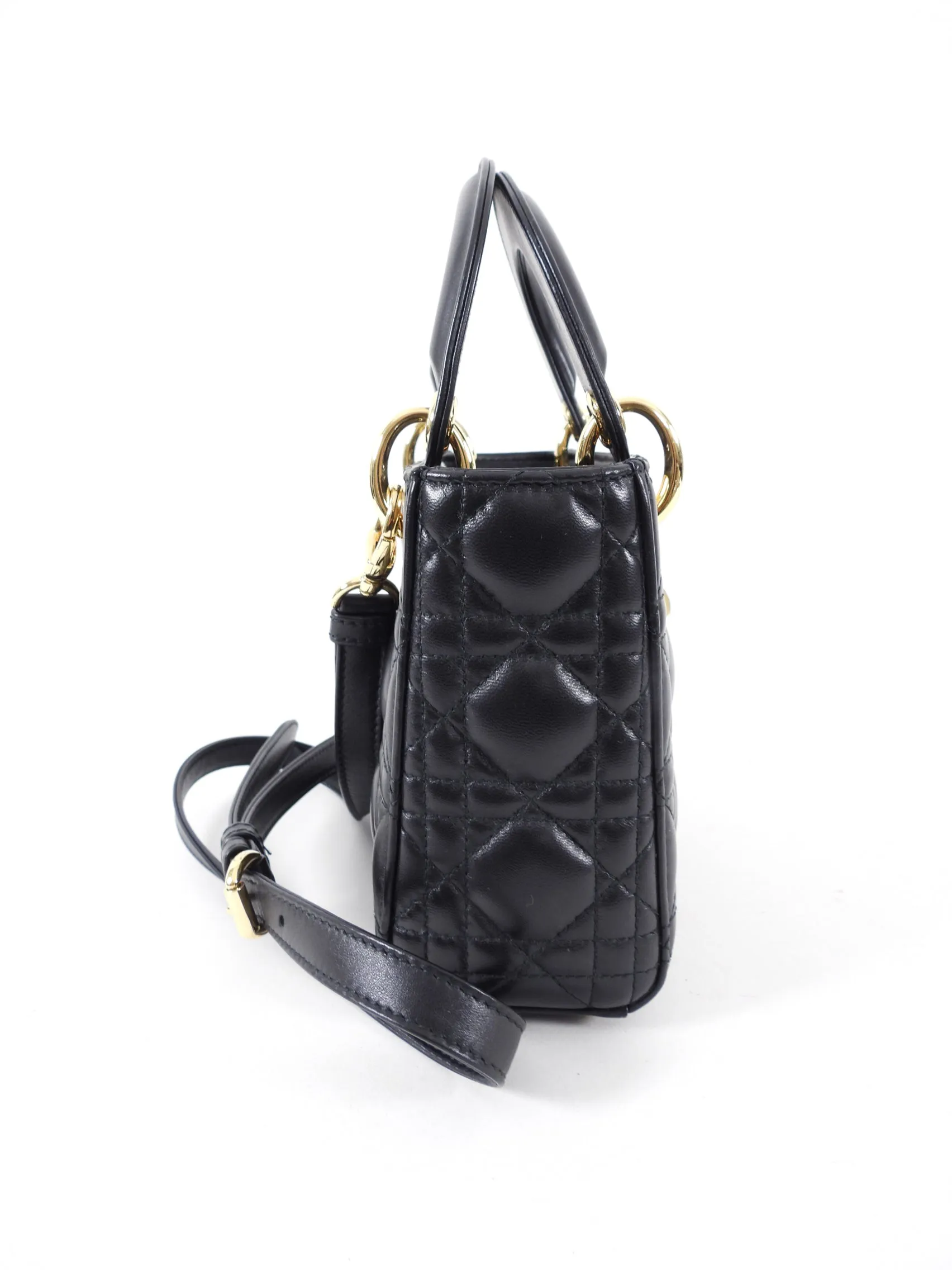 Dior Lady Dior Black Lambskin Mini Cannage Bag
