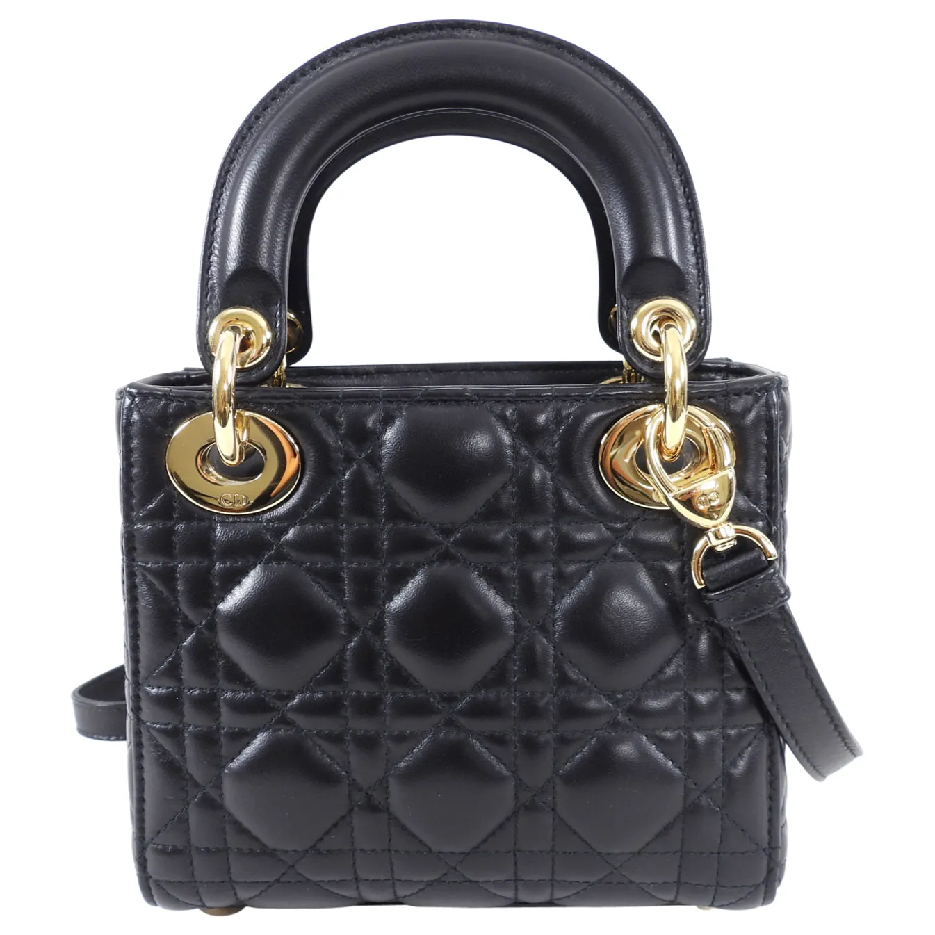 Dior Lady Dior Black Lambskin Mini Cannage Bag