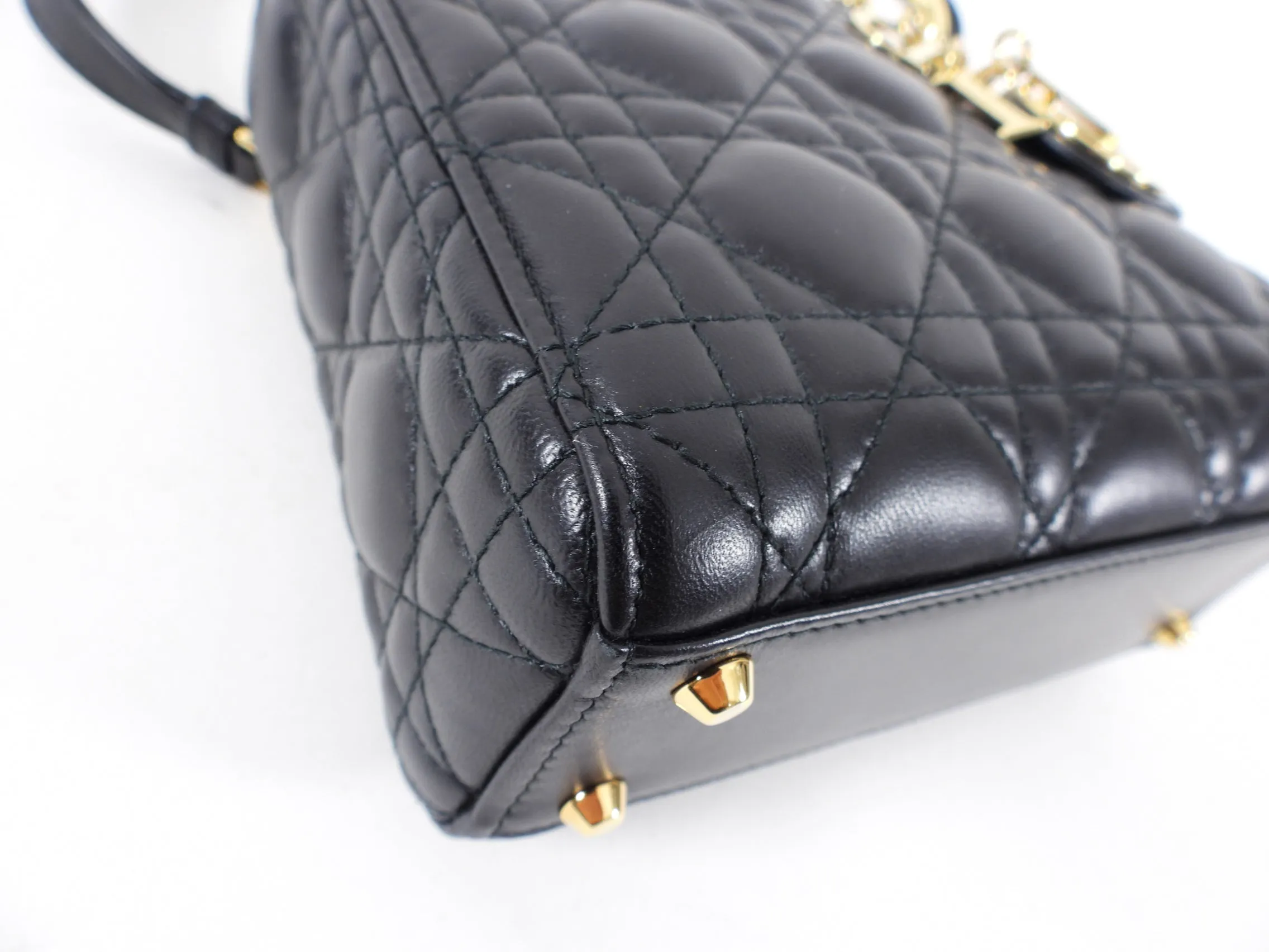 Dior Lady Dior Black Lambskin Mini Cannage Bag