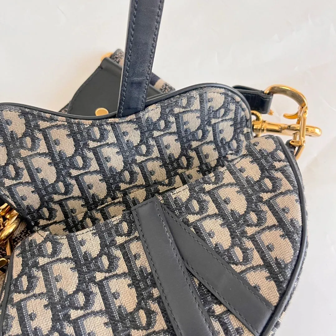 Dior oblique mini saddle bag with crossbody strap