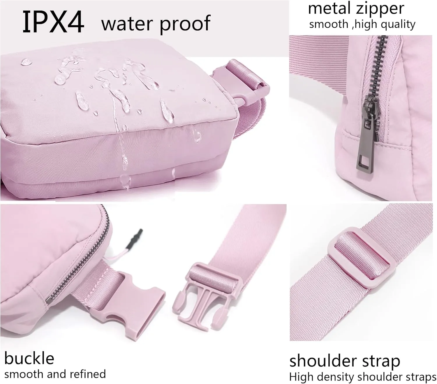 Fanny Belt Bag Waist Pack Crossbody Bags Bum Bag for Running Hiking Travel Workout Adjustable Strap for Women-Lavender
