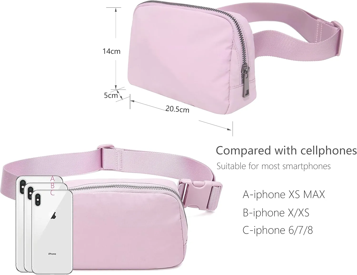 Fanny Belt Bag Waist Pack Crossbody Bags Bum Bag for Running Hiking Travel Workout Adjustable Strap for Women-Lavender