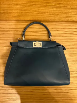 Fendi Blue Leather Mini Peekaboo Bag ALEP005