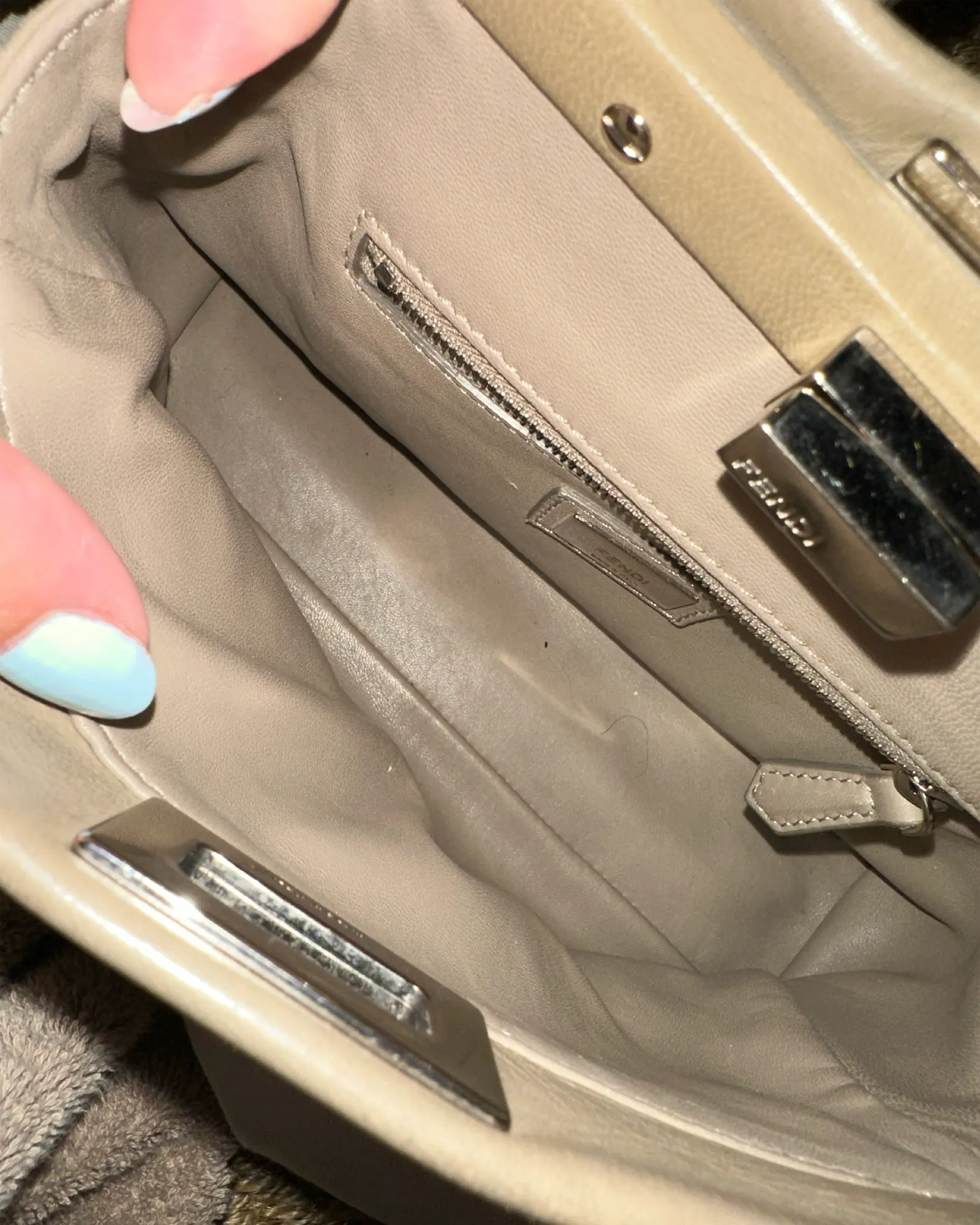 Fendi Peekaboo Mini in Beige Leather
