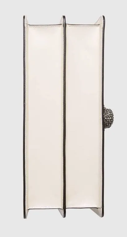Frame Print Leather Top Handle Bag, White