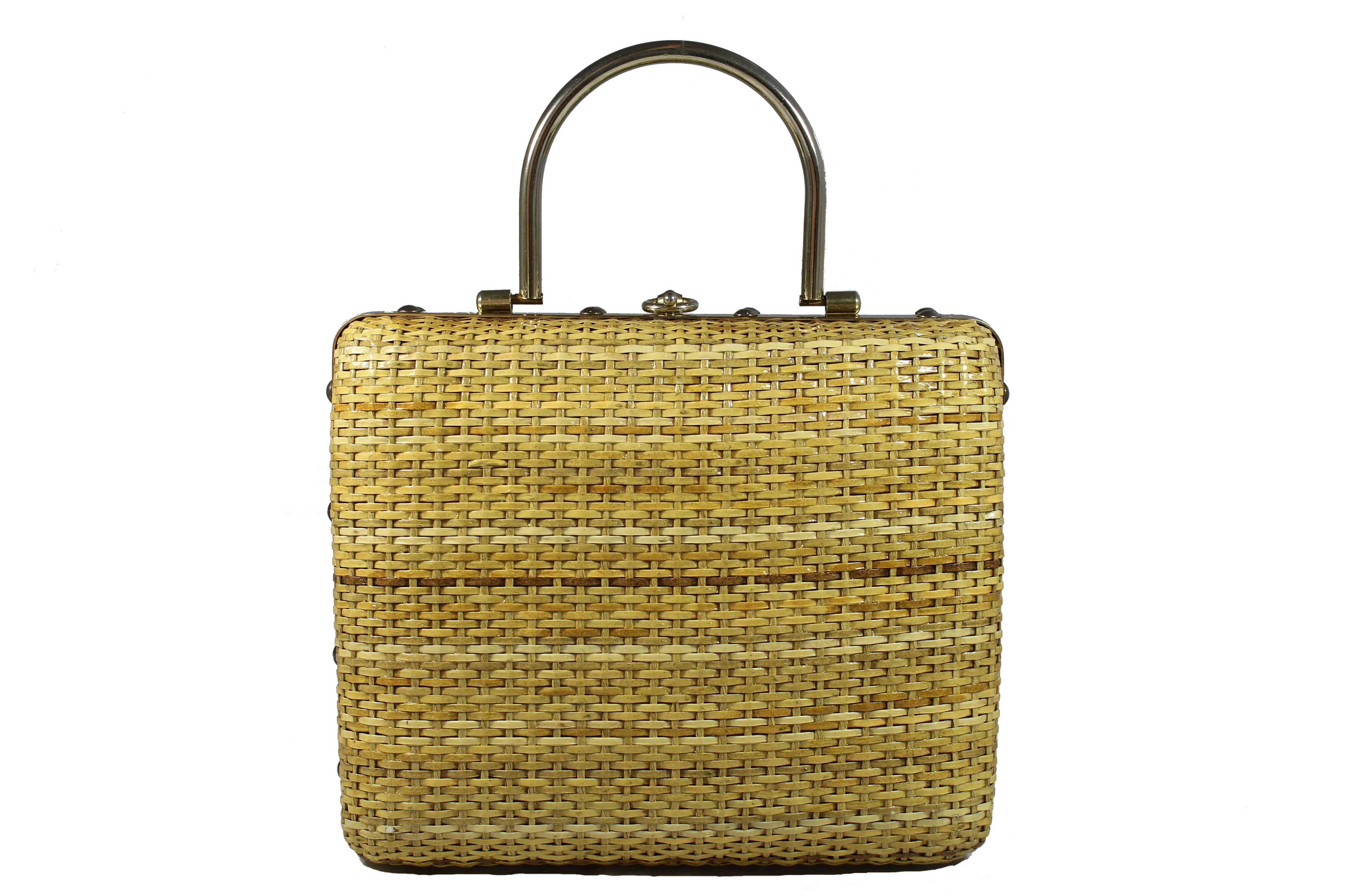 FRANZI structured beige wicker bag
