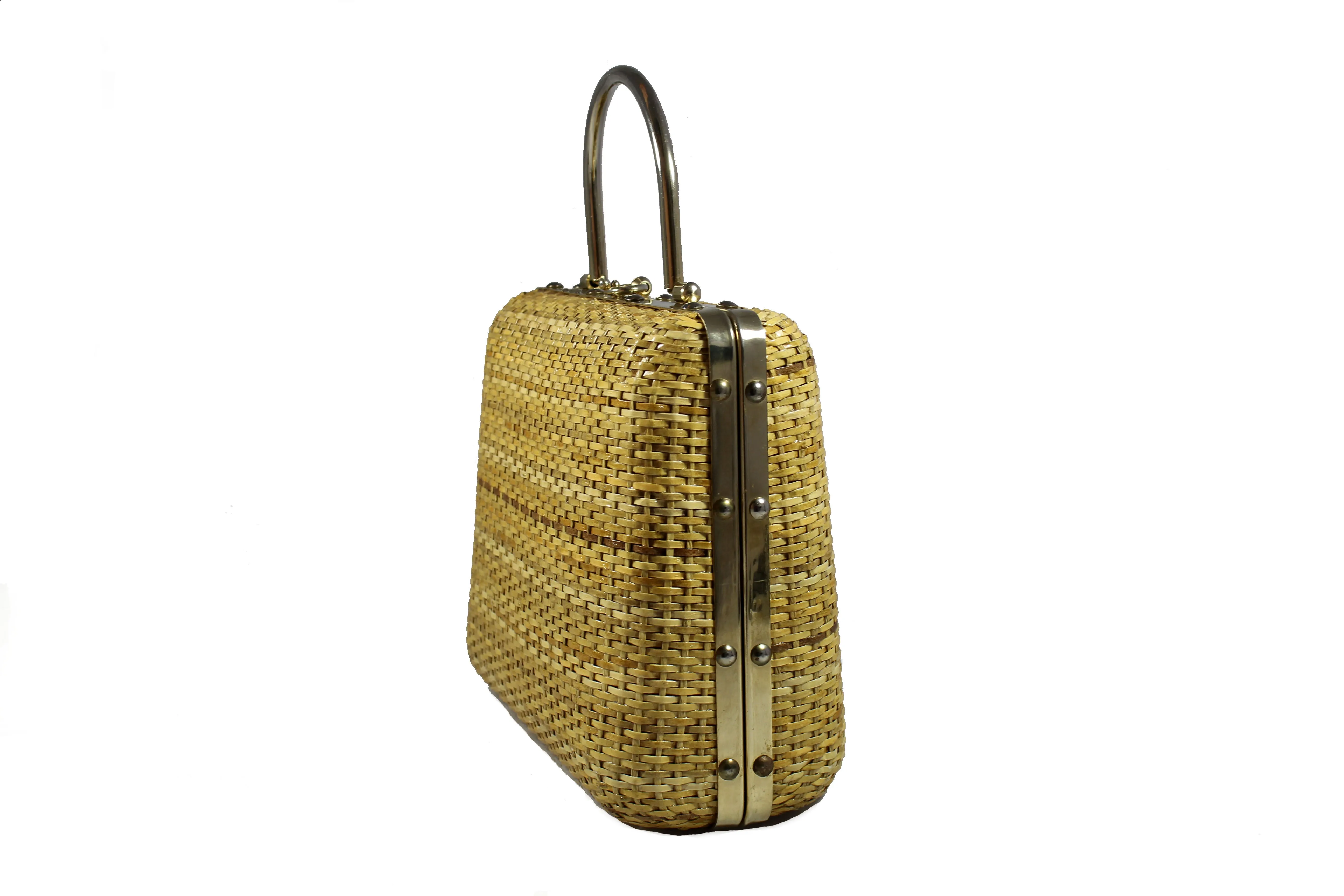 FRANZI structured beige wicker bag