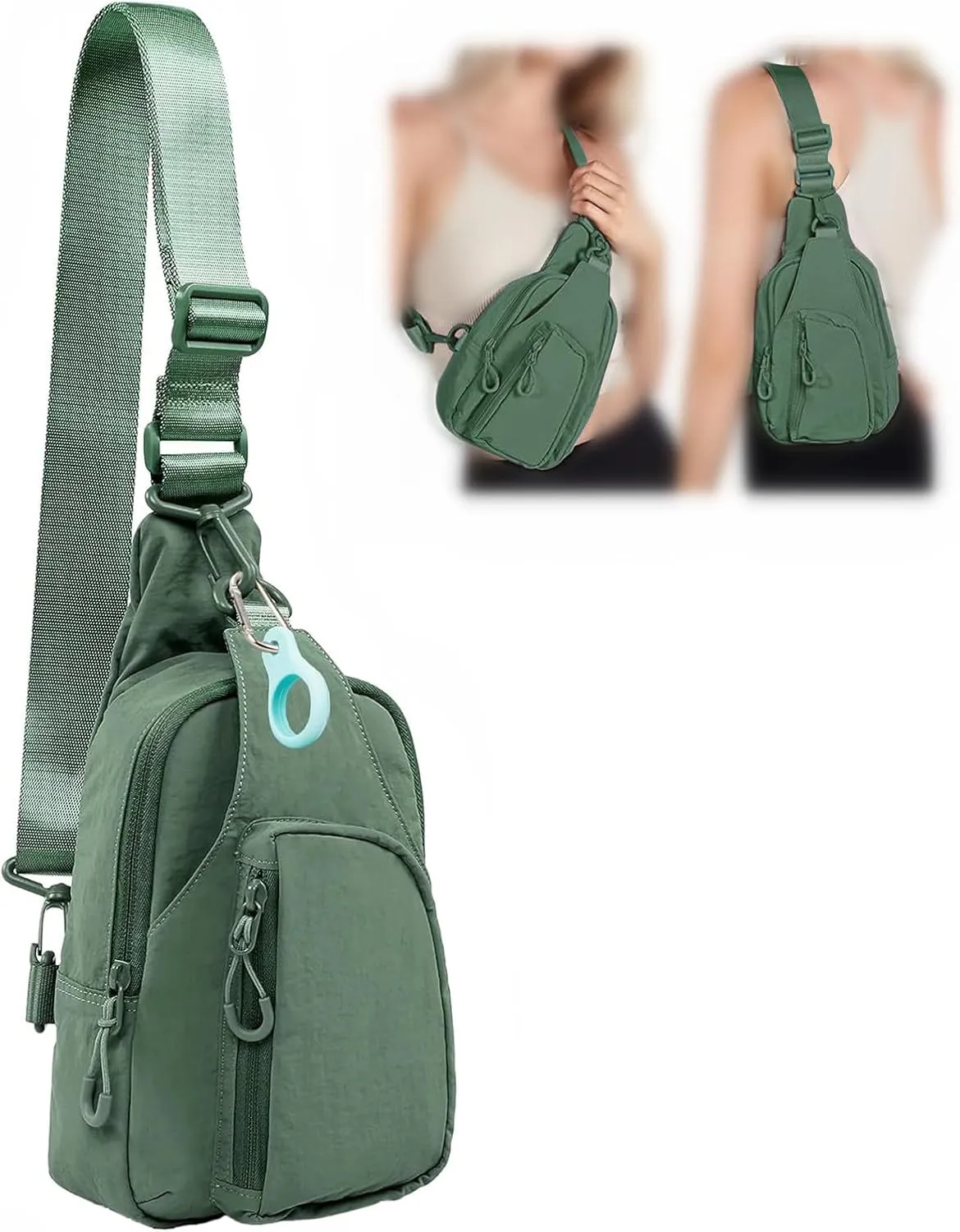 FREE ROCK Small Crossbody Bag Mini Nylon Sling Bag Cross Body Bag Chest Bag For Outdoors Hiking Traveling For Women Men (Green)