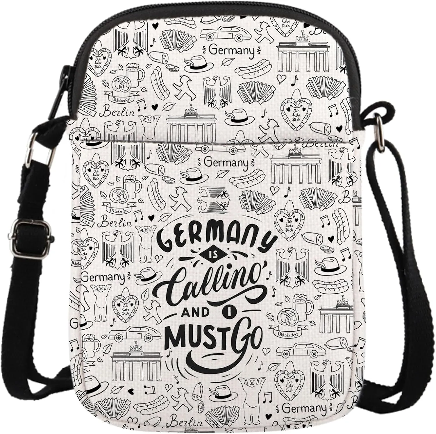GJTIM Germany Travel Gift Germany Trip Moving Away Gift Germany Is Calling I Must Go Germany Crossbody Bag Gift for Traveler