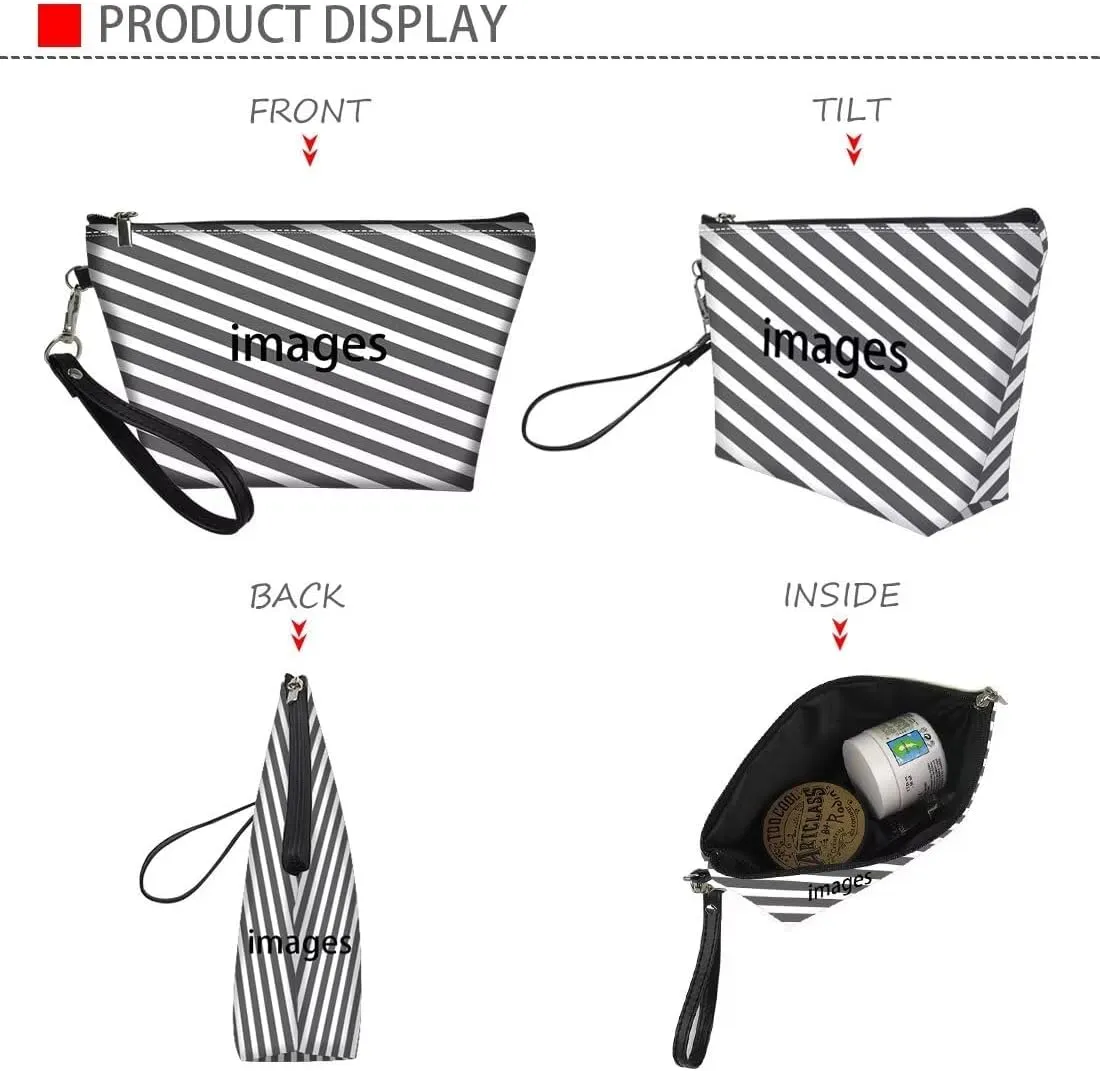 HUGS IDEA Boston Terrier Makeup Bag Cosmetic Travel Carrying Case Toiletry Pouch with Zipper PU Leather Toiletry Bag Luggage Accessories Portable Travel Accessories Organizer Storage
