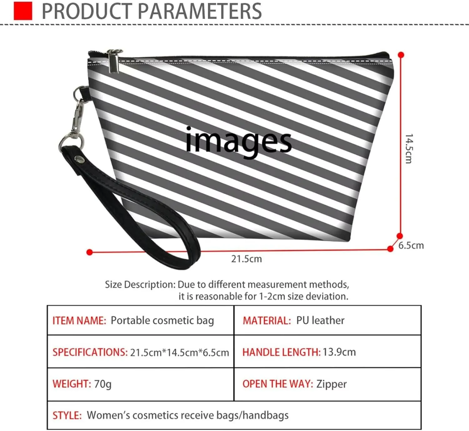 HUGS IDEA Boston Terrier Makeup Bag Cosmetic Travel Carrying Case Toiletry Pouch with Zipper PU Leather Toiletry Bag Luggage Accessories Portable Travel Accessories Organizer Storage