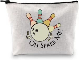 JXGZSO Funny Bowling Makeup Bag Bowling Player Gift Oh Spare Me Bowling Cosmetic Bag Bowling Ball Zipper Pouch Bowling Bowler Gifts