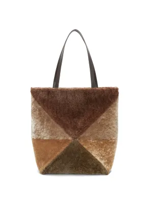 Large Puzzle Fold tote in shearling