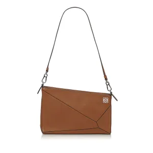 LOEWE CARAMEL LEATHER PUZZLE CLUTCH BAG