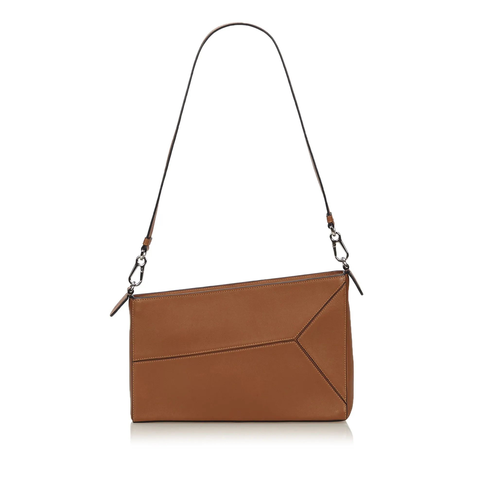 LOEWE CARAMEL LEATHER PUZZLE CLUTCH BAG